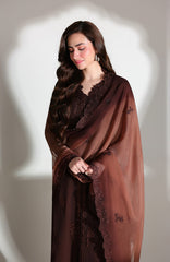 Ensembles By Azure Unstitched Chiffon Embroidered 3 Piece Suit - AZRENSM3- MAISON MOCHA - Festive Collection