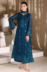 Luxe By Azure Unstitched Chiffon Embroidered 3 Piece Suit  - AZLUXL- 166- Majestic Teal  - Summer Collection