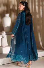 Luxe By Azure Unstitched Chiffon Embroidered 3 Piece Suit  - AZLUXL- 166- Majestic Teal  - Summer Collection
