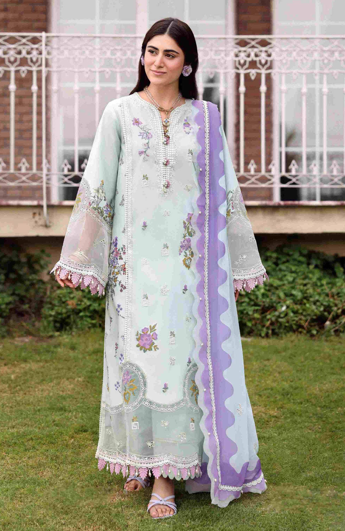 Eid Edit By Sardinia Unstitched Lawn Embroidered 3 Piece Suit -SRDEDL-02- Misty Morning- Summer Collection