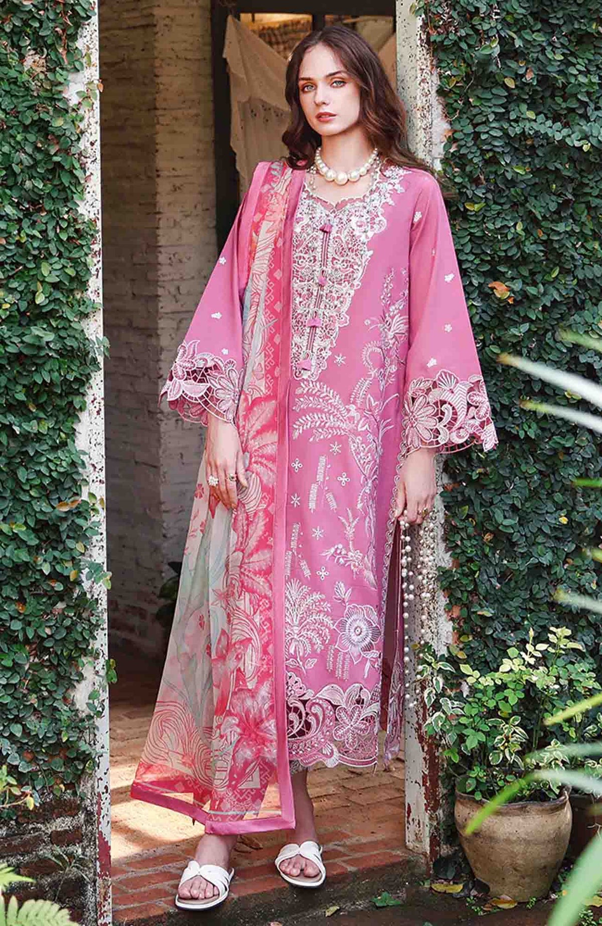 The Secret Garden - Beyond the Garden - Hemline By Mushq Unstitched Lawn Embroidered 3 Piece Suit - MQHMSGBTGL-06 -Mystic Camellia - Summer Collection