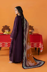 Nureh Bazar Unstitched Embroidered  Leather Peach With Woolen Shawal 3 Piece - NRBZLPW-288- Winter Collection