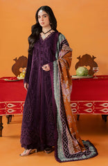 Nureh Bazar Unstitched Embroidered  Leather Peach With Woolen Shawal 3 Piece - NRBZLPW-288- Winter Collection