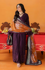 Nureh Bazar Unstitched Embroidered  Leather Peach With Woolen Shawal 3 Piece - NRBZLPW-288- Winter Collection