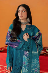 Nureh Bazar Unstitched Embroidered  Leather Peach With Woolen Shawal 3 Piece - NRBZLPW-289- Winter Collection