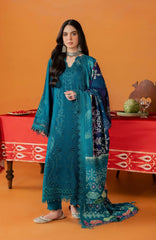 Nureh Bazar Unstitched Embroidered  Leather Peach With Woolen Shawal 3 Piece - NRBZLPW-289- Winter Collection