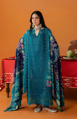 Nureh Bazar Unstitched Embroidered  Leather Peach With Woolen Shawal 3 Piece - NRBZLPW-289- Winter Collection