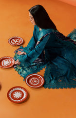 Nureh Bazar Unstitched Embroidered  Leather Peach With Woolen Shawal 3 Piece - NRBZLPW-289- Winter Collection