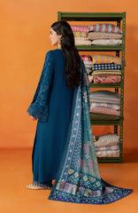 Nureh Bazar Unstitched Embroidered  Leather Peach With Woolen Shawal 3 Piece - NRBZLPW-291- Winter Collection