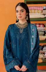 Nureh Bazar Unstitched Embroidered  Leather Peach With Woolen Shawal 3 Piece - NRBZLPW-291- Winter Collection