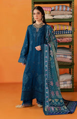 Nureh Bazar Unstitched Embroidered  Leather Peach With Woolen Shawal 3 Piece - NRBZLPW-291- Winter Collection