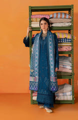 Nureh Bazar Unstitched Embroidered  Leather Peach With Woolen Shawal 3 Piece - NRBZLPW-291- Winter Collection