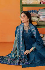 Nureh Bazar Unstitched Embroidered  Leather Peach With Woolen Shawal 3 Piece - NRBZLPW-291- Winter Collection