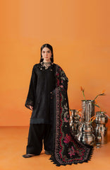 Nureh Bazar Unstitched Embroidered  Leather Peach With Woolen Shawal 3 Piece - NRBZLPW-293- Winter Collection