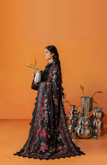 Nureh Bazar Unstitched Embroidered  Leather Peach With Woolen Shawal 3 Piece - NRBZLPW-293- Winter Collection
