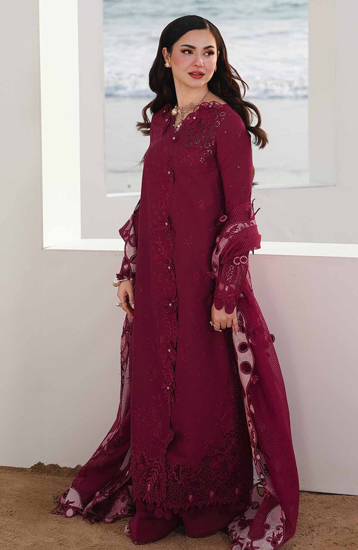 Sahil By Qalamkar Unstitched Lawn Embroidered 3 Piece Suit - QLMSL014 - Neelam - Summer Collection