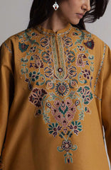 Coco  By Zara Shahjahan Unstitched Khaddar Embroidered 3 Piece Suit - CCZSKRDW-2A- OCHRE- Winter Collection