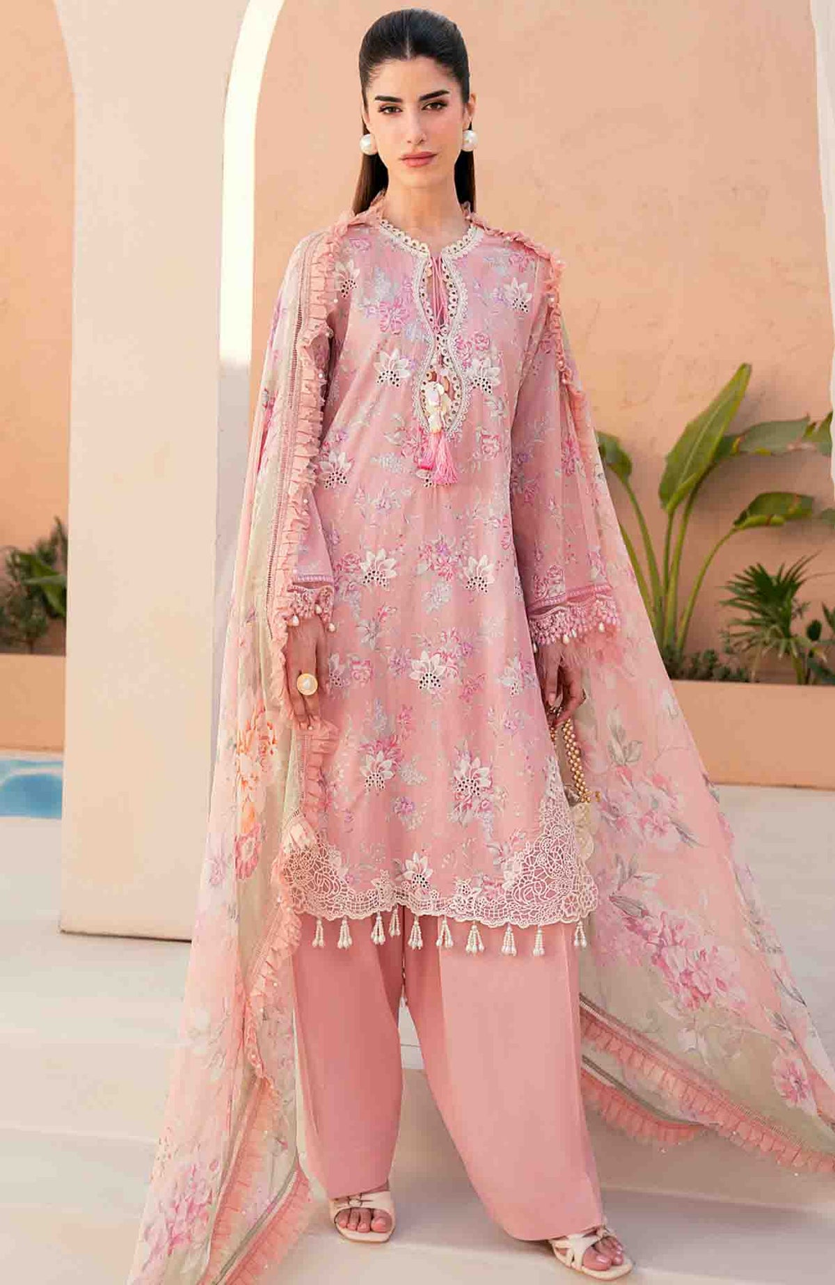 Mausummery Unstitched  Lawn Embroidered  Printed 3 Piece Suit Vol-1 MUSV1EPL-05 - Peony - Summer Collection