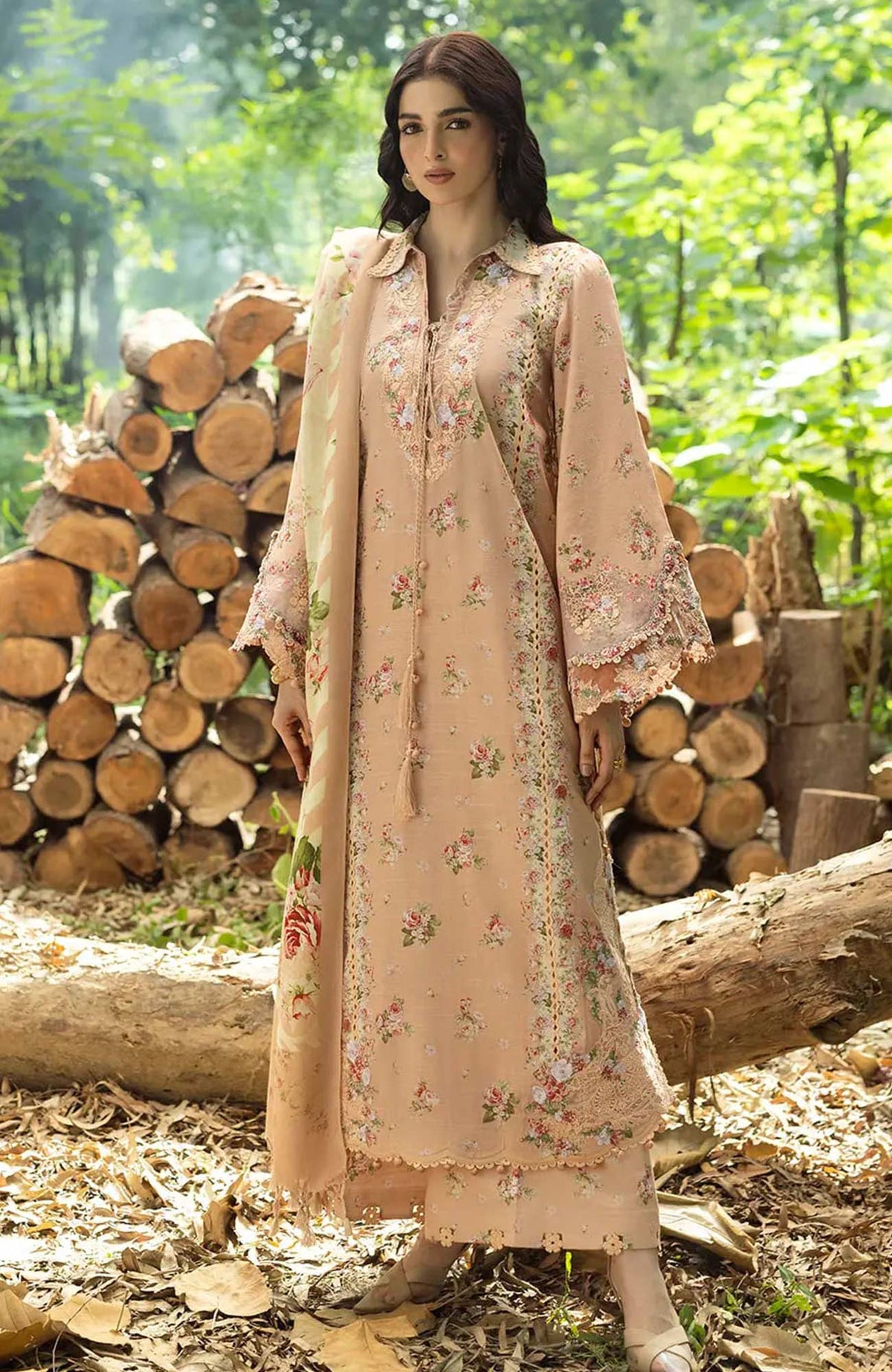 Wilderness by Elaf Unstitched Embroidered Pashmina Shawl  3 Piece Suit ELFWLDW- 4A- PRIMROSE- Winter Collection