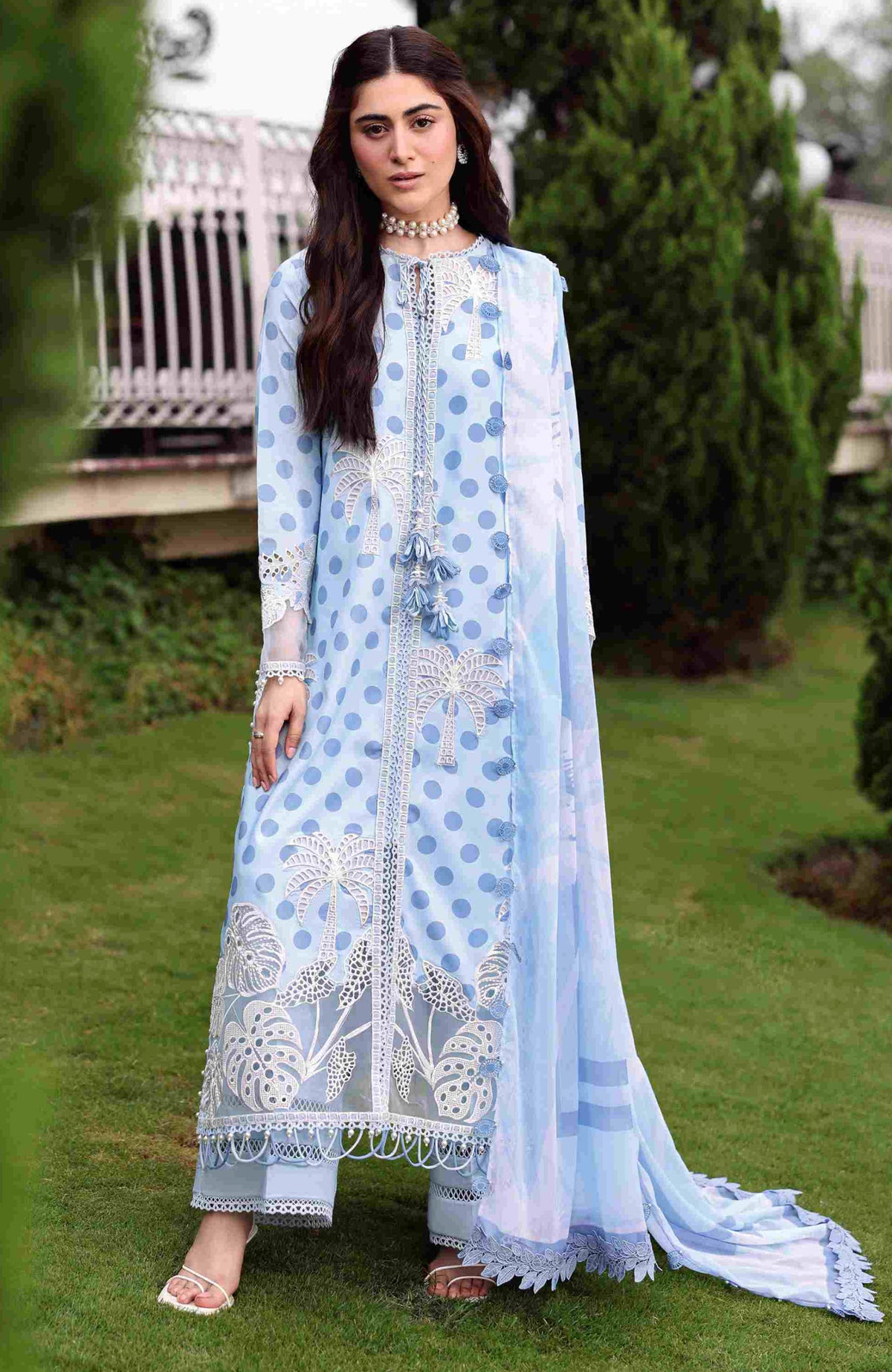 Eid Edit By Sardinia Unstitched Lawn Embroidered 3 Piece Suit -SRDEDL-05- Plam Breeze- Summer Collection