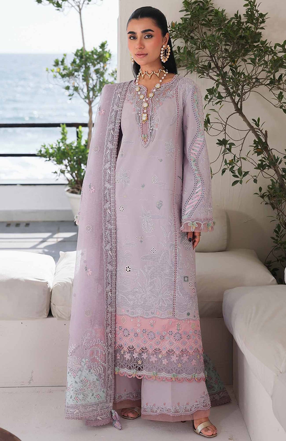 Sahil By Qalamkar Unstitched Lawn Embroidered 3 Piece Suit - QLMSL011 - Rehma - Summer Collection