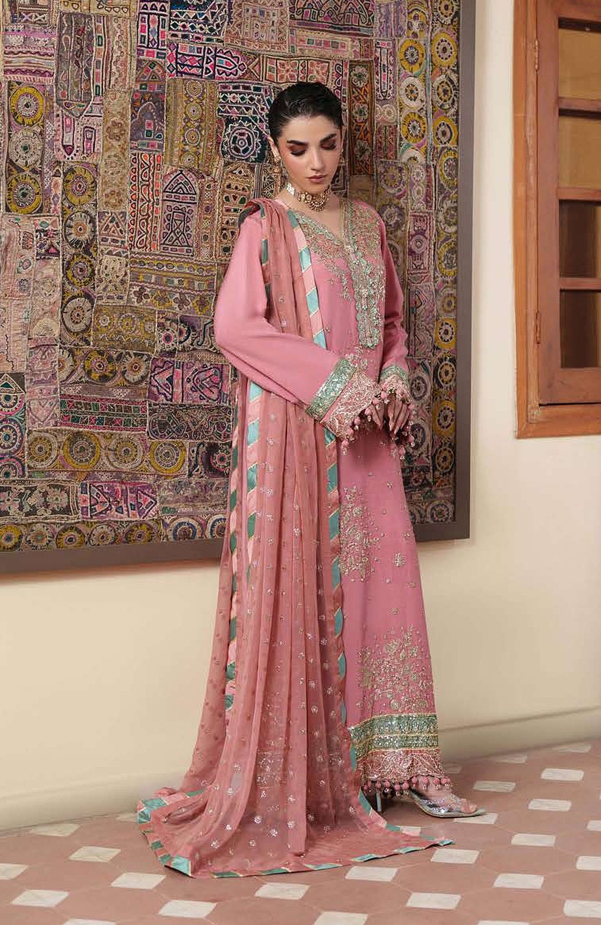 Mahenoor by Roheenaz Unstitched  Raw Silk Embroidered  3 Piece Suit - RHNMNRF03- Pari Rukh- Festive Collection