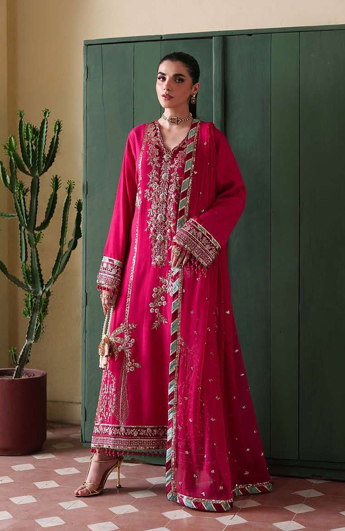 Mahenoor by Roheenaz Unstitched  Raw Silk Embroidered  3 Piece Suit - RHNMNRF06- MAHVEEN - Festive Collection
