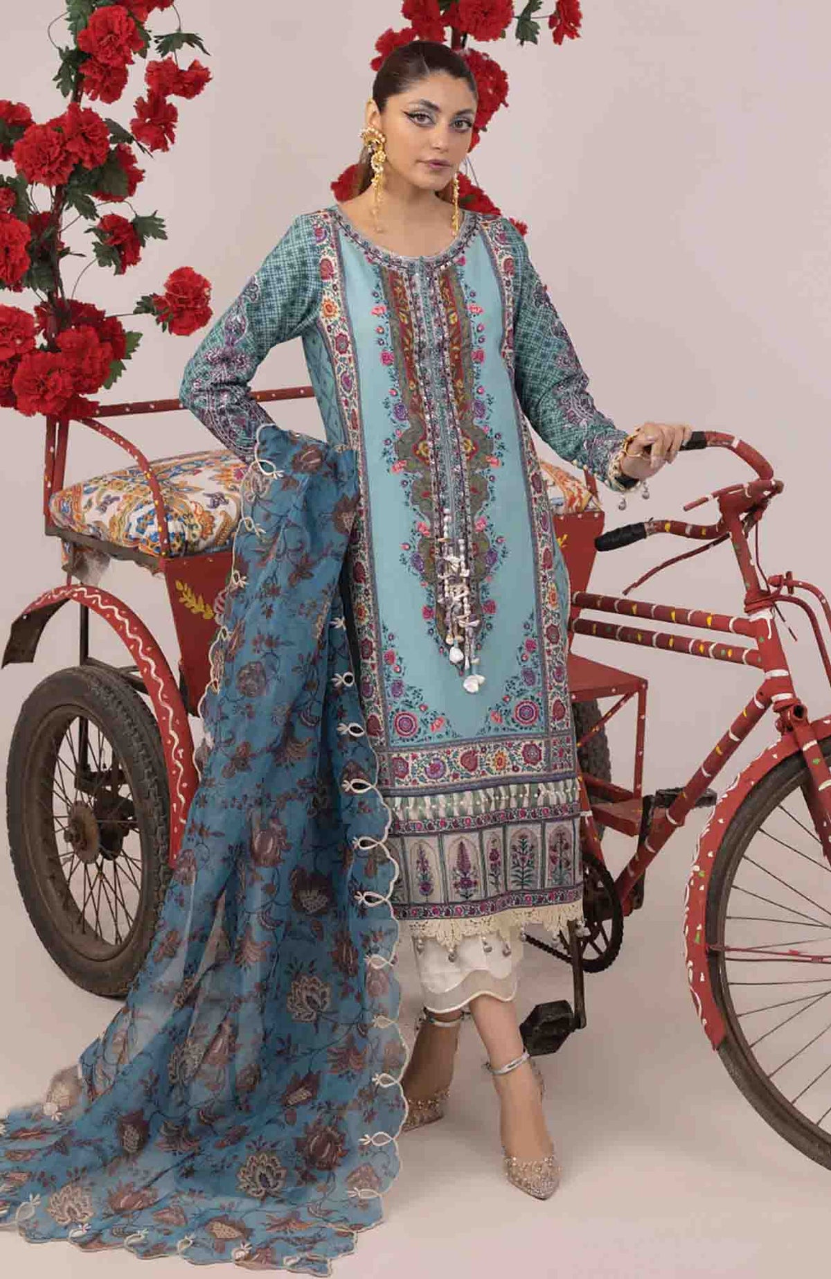 RANGEELI LAWN BY FAIZA FAISAL Unstitched Lawn Printed 3 Piece Suit - ANFR24RP- Summer Collection