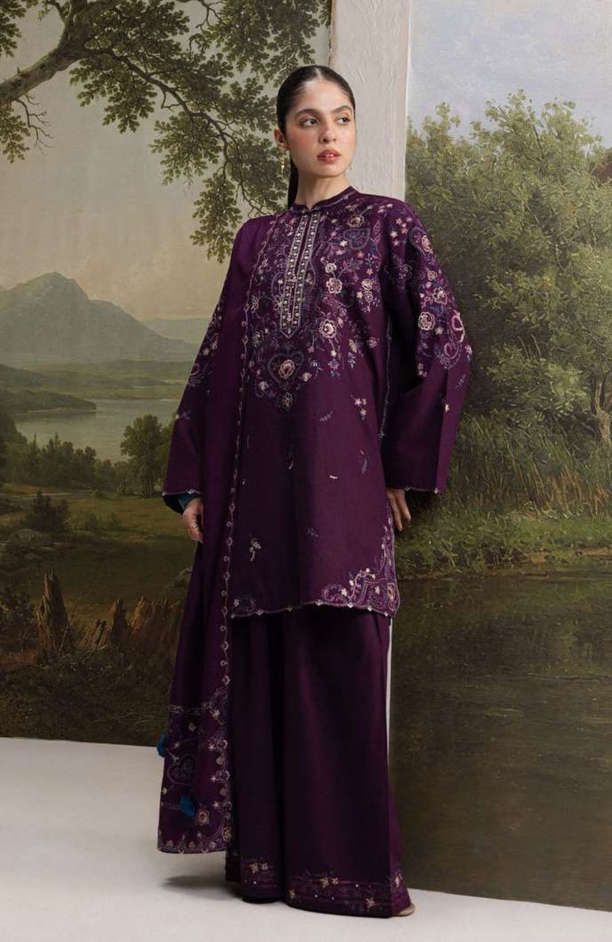 Coco  By Zara Shahjahan Unstitched Khaddar Embroidered 3 Piece Suit - CCZSKRDW-5A- SHAB- Winter Collection