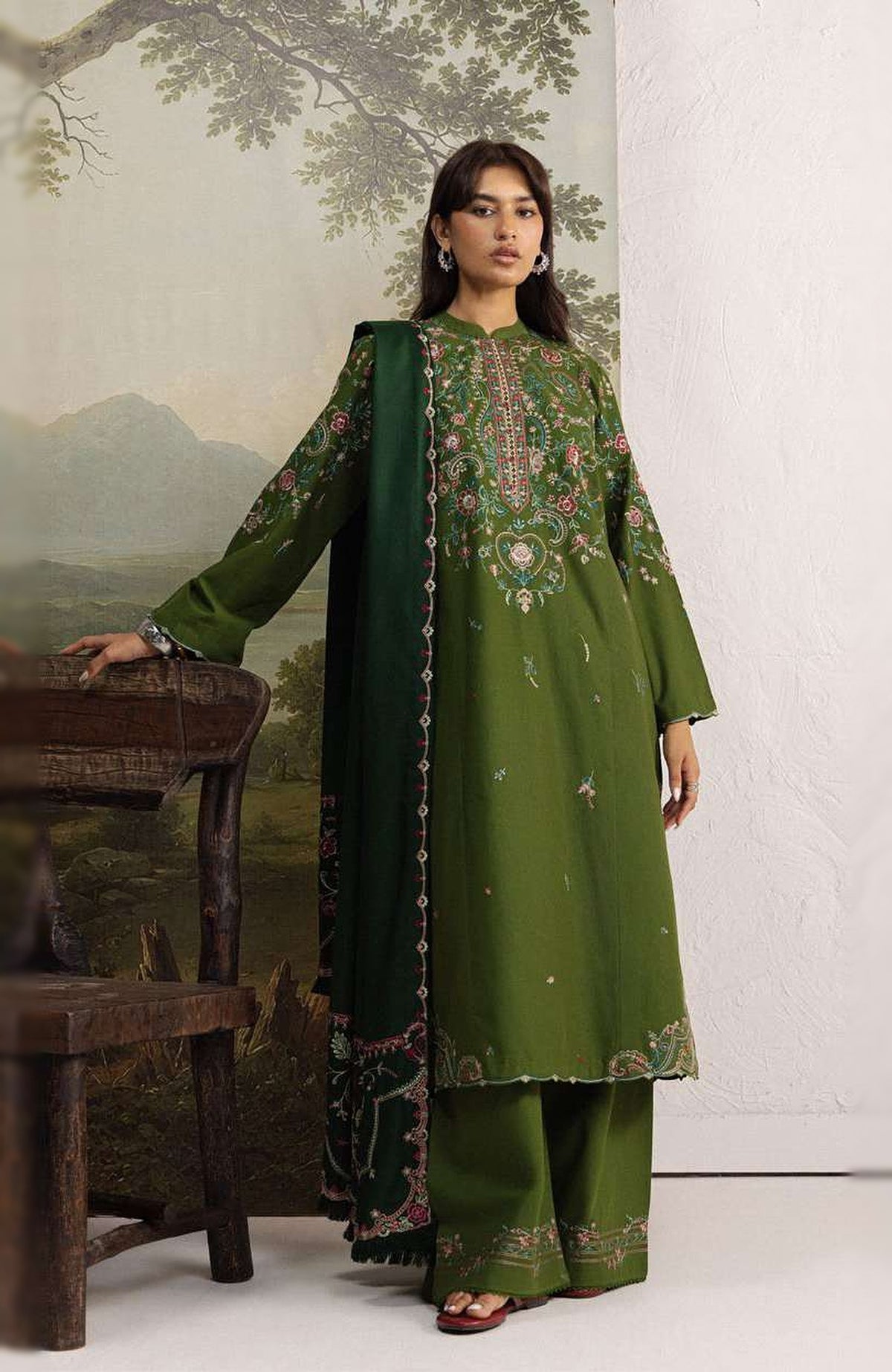 Coco  By Zara Shahjahan Unstitched Khaddar Embroidered 3 Piece Suit - CCZSKRDW-5B- SHAB- Winter Collection