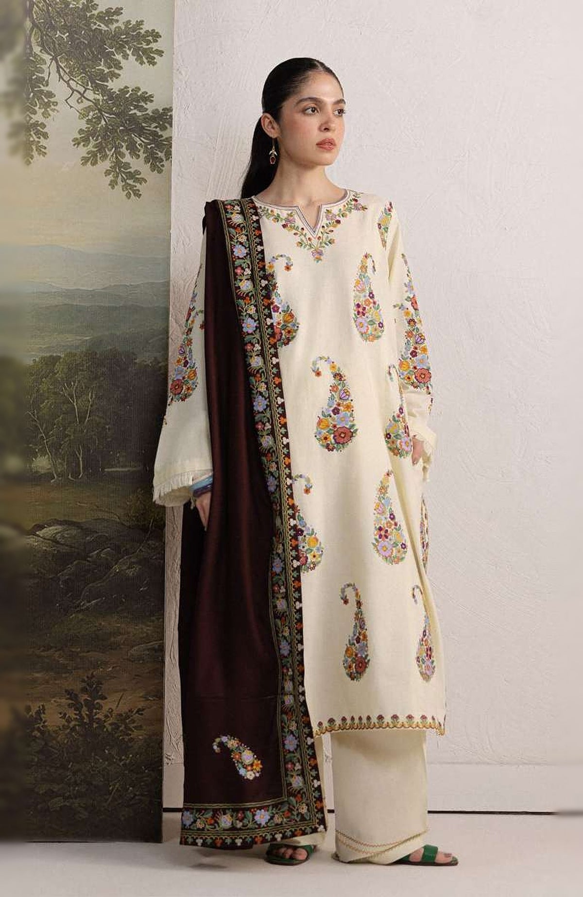 Coco  By Zara Shahjahan Unstitched Khaddar Embroidered 3 Piece Suit - CCZSKRDW-6A- SHIREEN- Winter Collection