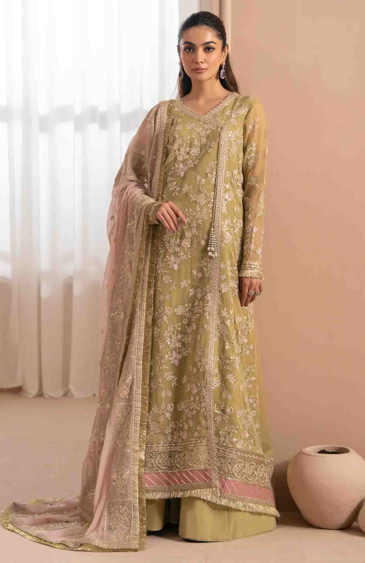 Zaeva By Xenia Unstitched Raw Silk Embroidered 3 Piece Suit- XNZVAF-03- NIVVI- Formal Collection