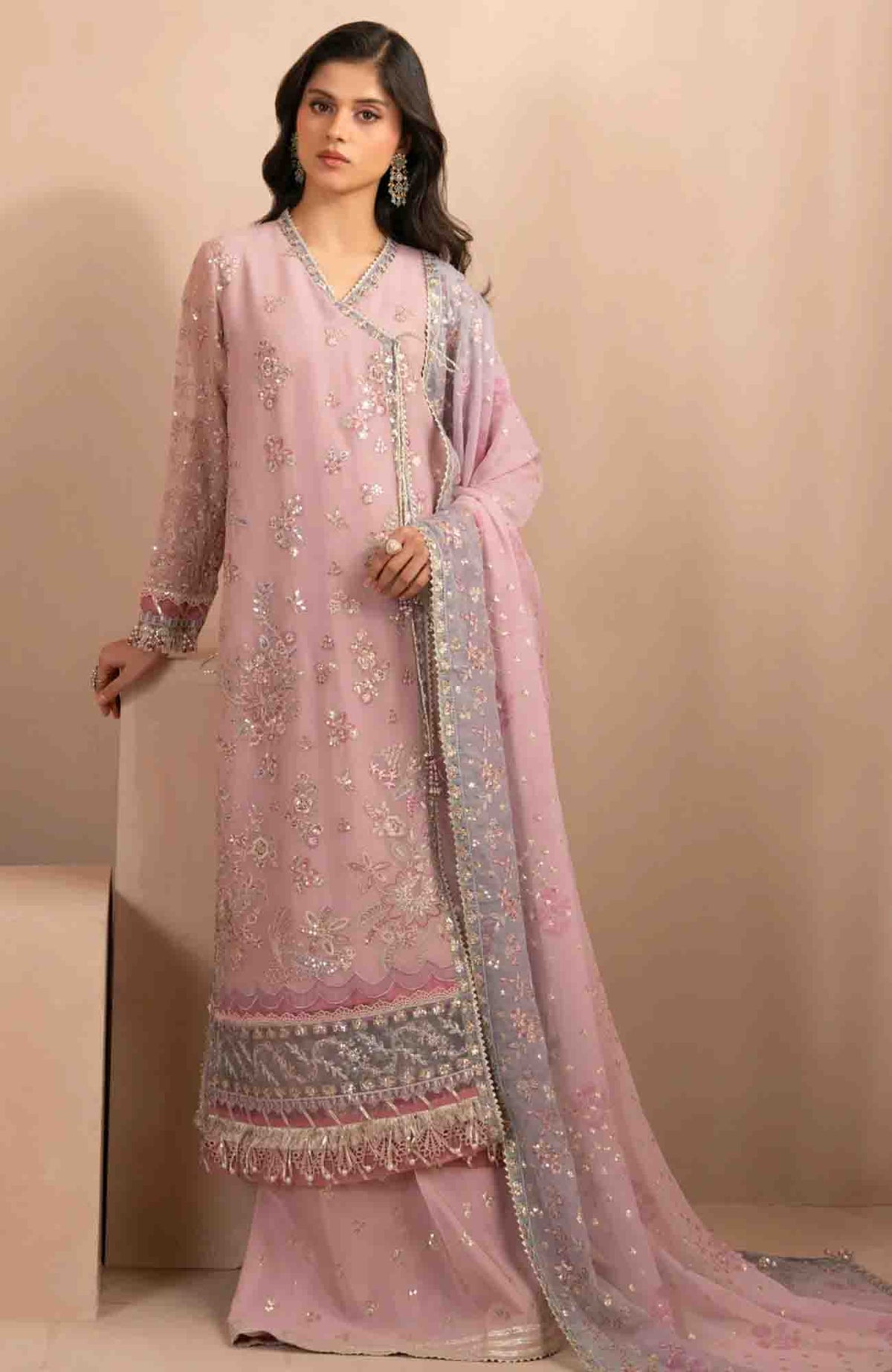 Zaeva By Xenia Unstitched Raw Silk Embroidered 3 Piece Suit- XNZVAF-01-FARIDA-  Formal Collection