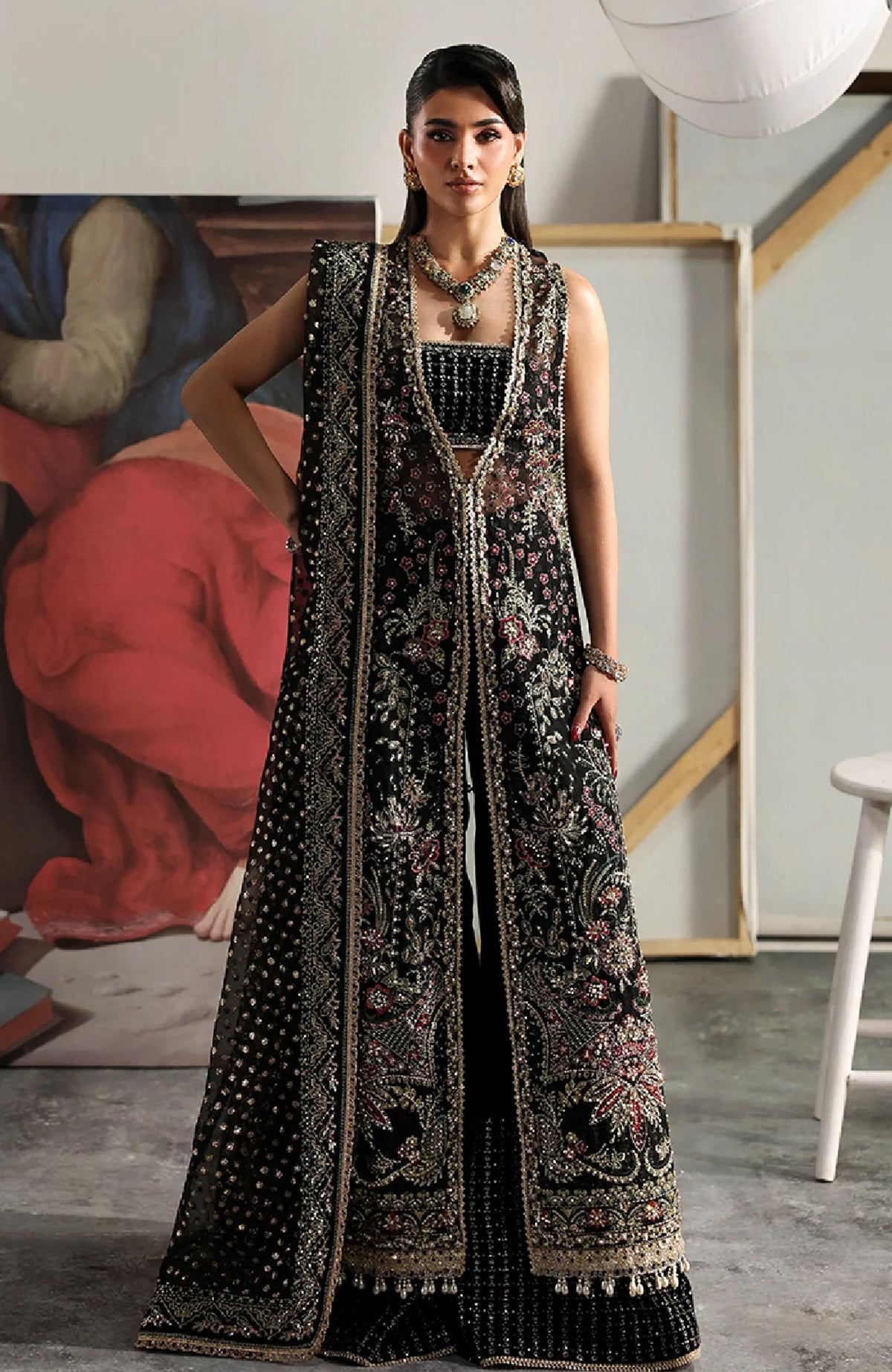 Seraphine by Zarposh Unstitched Chiffon Embroidered 3 Piece Suit- ZRPSHN-06-SORREL- Formal Collection