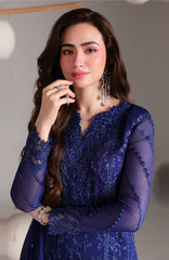 Ensembles By Azure Unstitched Chiffon Embroidered 3 Piece Suit - AZRENSM6- SALVIA - Festive Collection