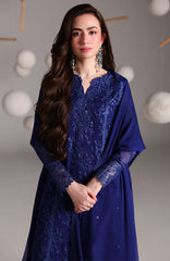 Ensembles By Azure Unstitched Chiffon Embroidered 3 Piece Suit - AZRENSM6- SALVIA - Festive Collection