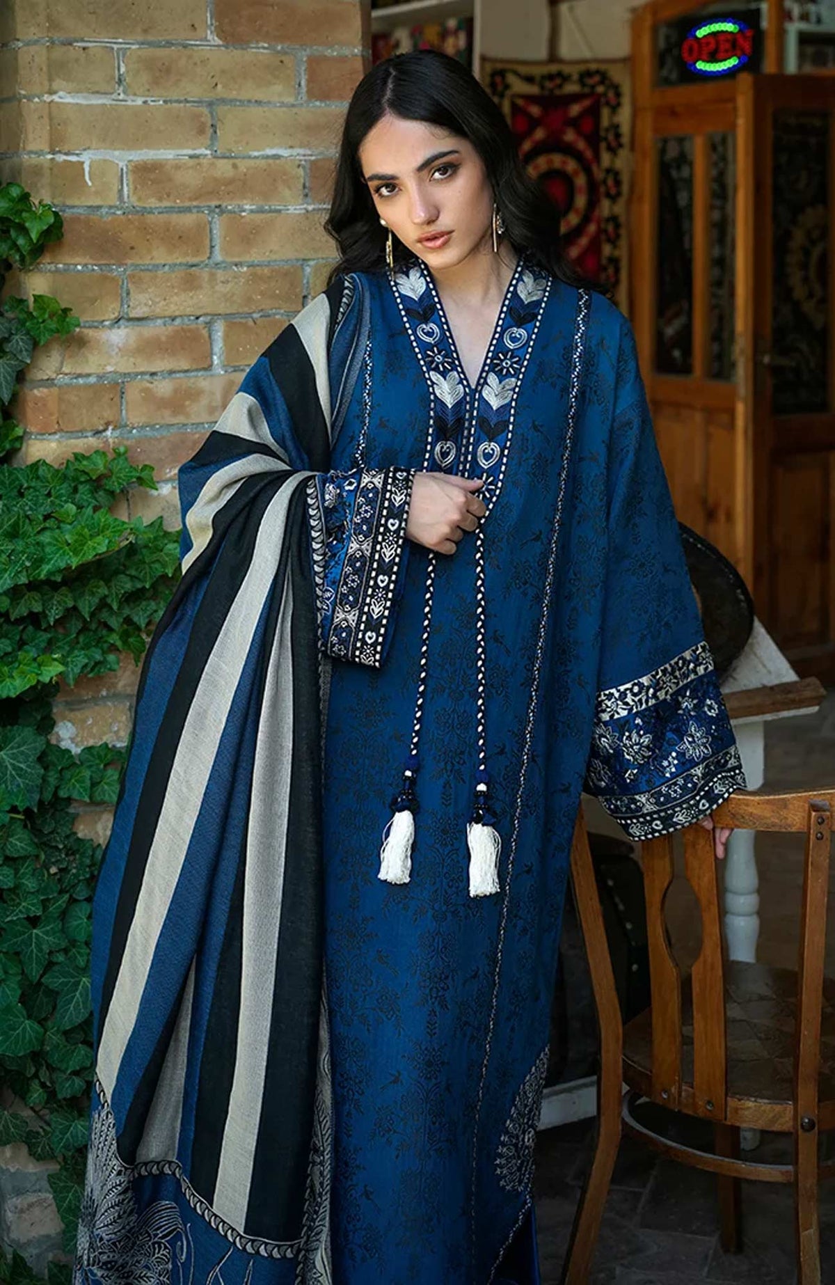 Broadway  Echoes of Registan By Mushq  Unstitched Embroidered Jacquard 3 Piece Suit -MSQBDWY- SAPPHIRE SULTANA- Winter Collection