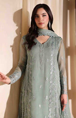 Luxe By Azure Unstitched Chiffon Embroidered 3 Piece Suit  - AZLUXL- 170- Satin Sage  - Summer Collection