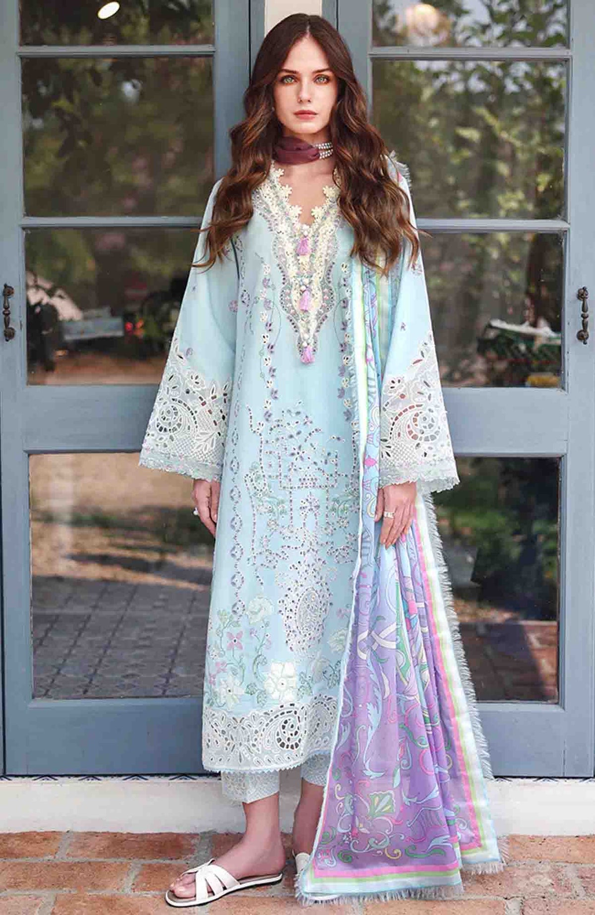 The Secret Garden - Beyond the Garden - Hemline By Mushq Unstitched Lawn Embroidered 3 Piece Suit - MQHMSGBTGL-08 -Secret Blossom - Summer Collection