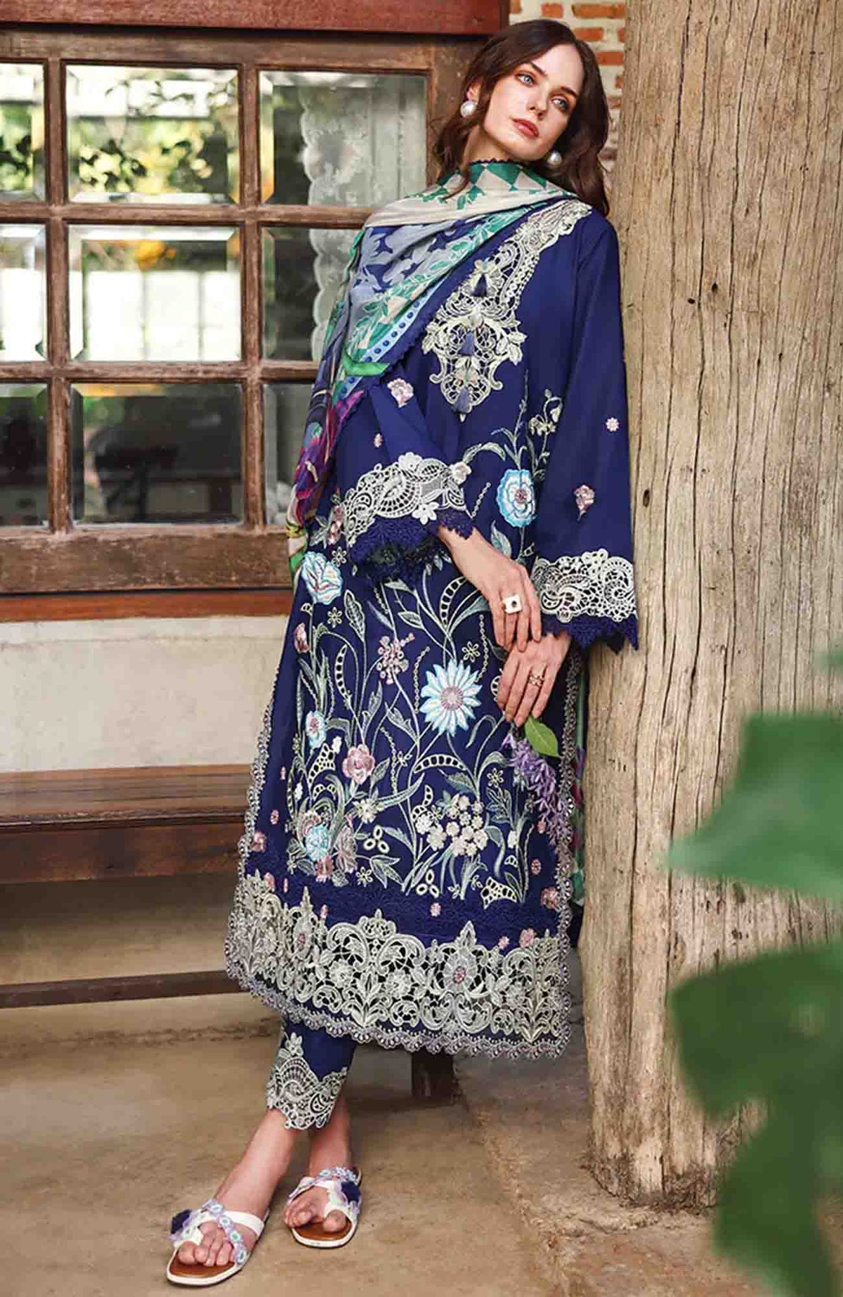 The Secret Garden - Beyond the Garden - Hemline By Mushq Unstitched Lawn Embroidered 3 Piece Suit - MQHMSGBTGL-10 -Sylphae - Summer Collection