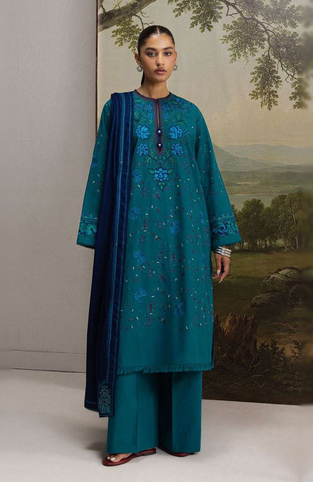 Coco  By Zara Shahjahan Unstitched Khaddar Embroidered 3 Piece Suit - CCZSKRDW-7A- TABASSUM- Winter Collection