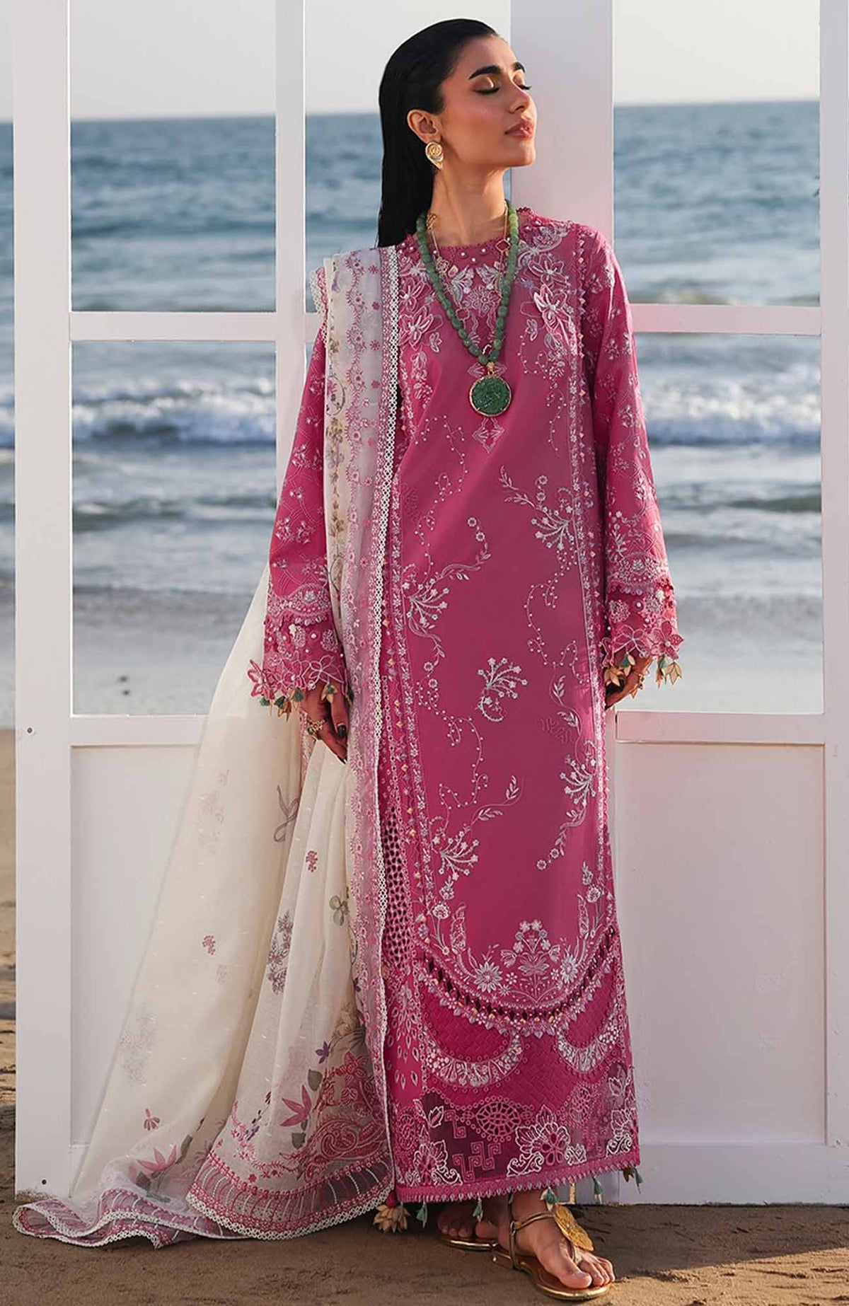 Sahil By Qalamkar Unstitched Lawn Embroidered 3 Piece Suit - QLMSL013 - Tara - Summer Collection