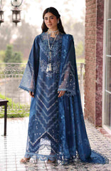 Eid Edit By Sardinia Unstitched Lawn Embroidered 3 Piece Suit -SRDEDL-06- Terrace Blue- Summer Collection