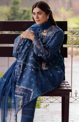 Eid Edit By Sardinia Unstitched Lawn Embroidered 3 Piece Suit -SRDEDL-06- Terrace Blue- Summer Collection