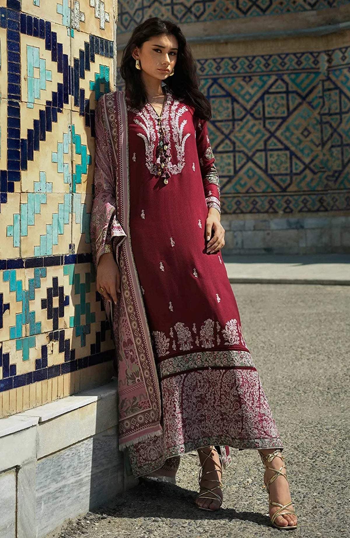 Broadway  Echoes of Registan By Mushq  Unstitched Embroidered Jacquard 3 Piece Suit -MSQBDWY- TIMURID ROSE- Winter Collection