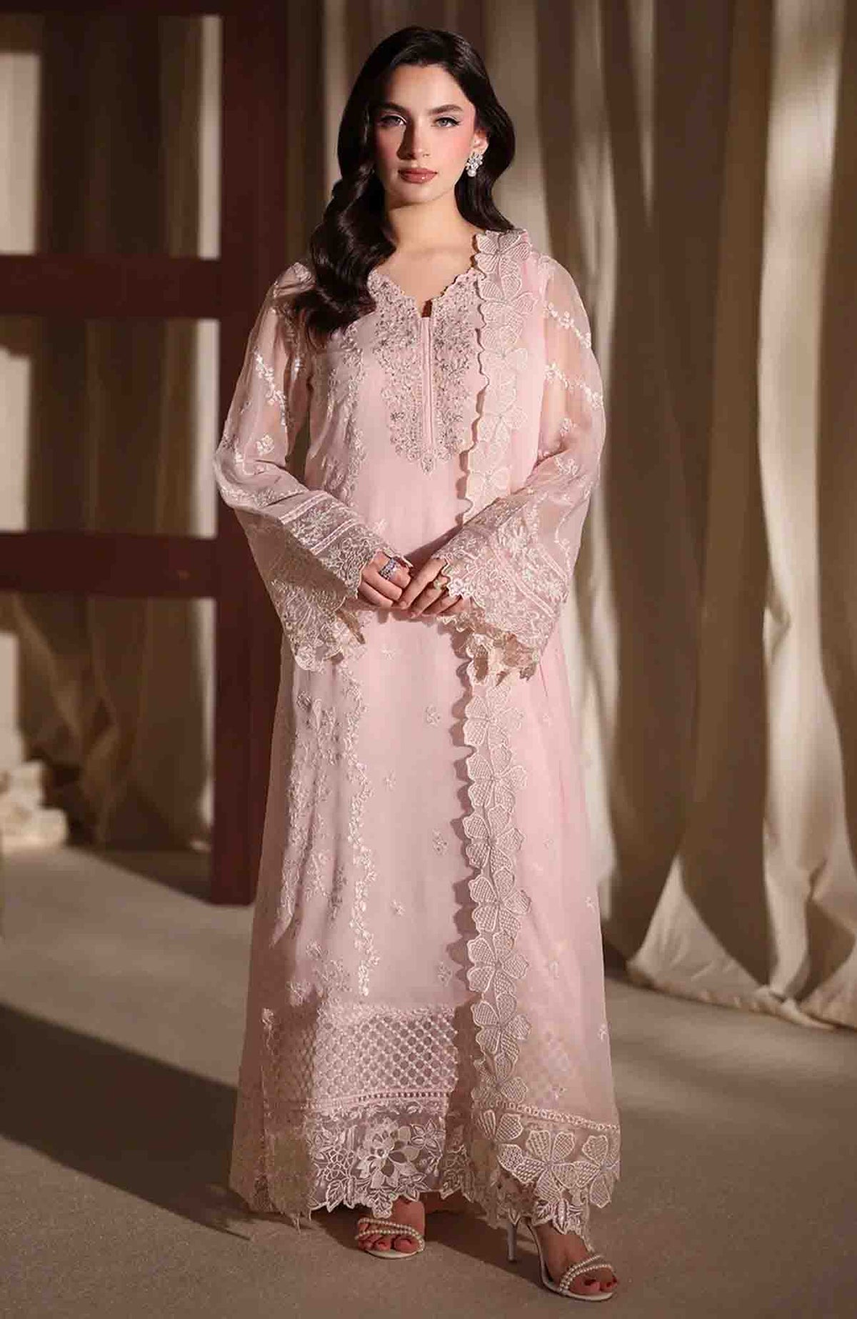 Luxe By Azure Unstitched Chiffon Embroidered 3 Piece Suit  - AZLUXL- 164- Twirling Tulip  - Summer Collection