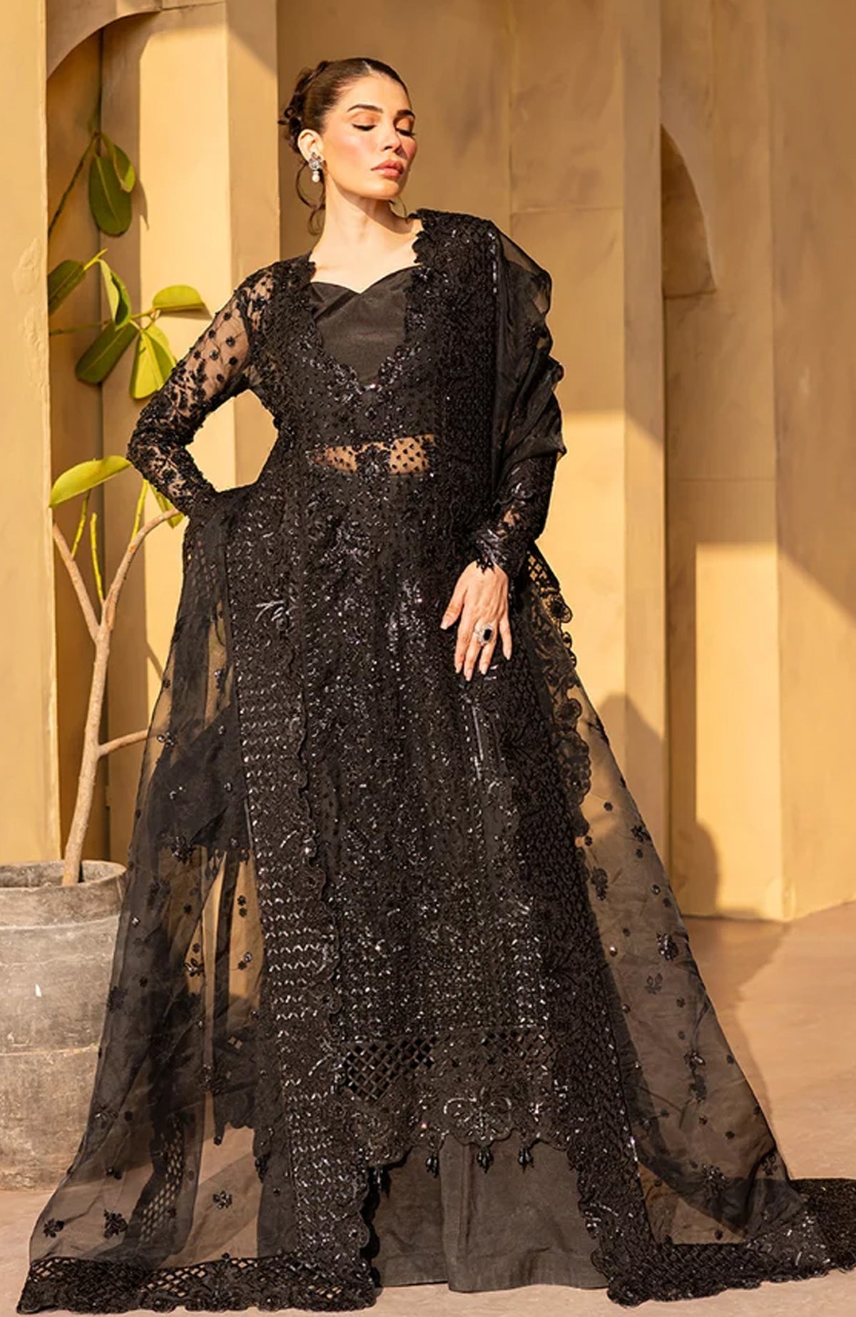Regalia Formals By EmaanAdeel Unstitched Embroidered 3 Piece Suit - EARG25IN- VELVRA- Formal Collection