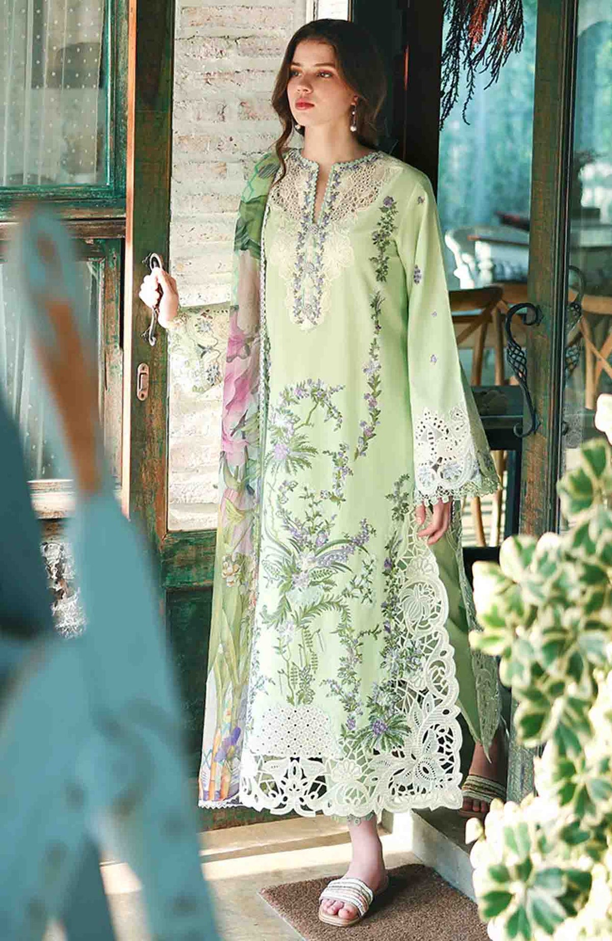 The Secret Garden - Beyond the Garden - Hemline By Mushq Unstitched Lawn Embroidered 3 Piece Suit - MQHMSGBTGL-11 -Verdant Bloom - Summer Collection