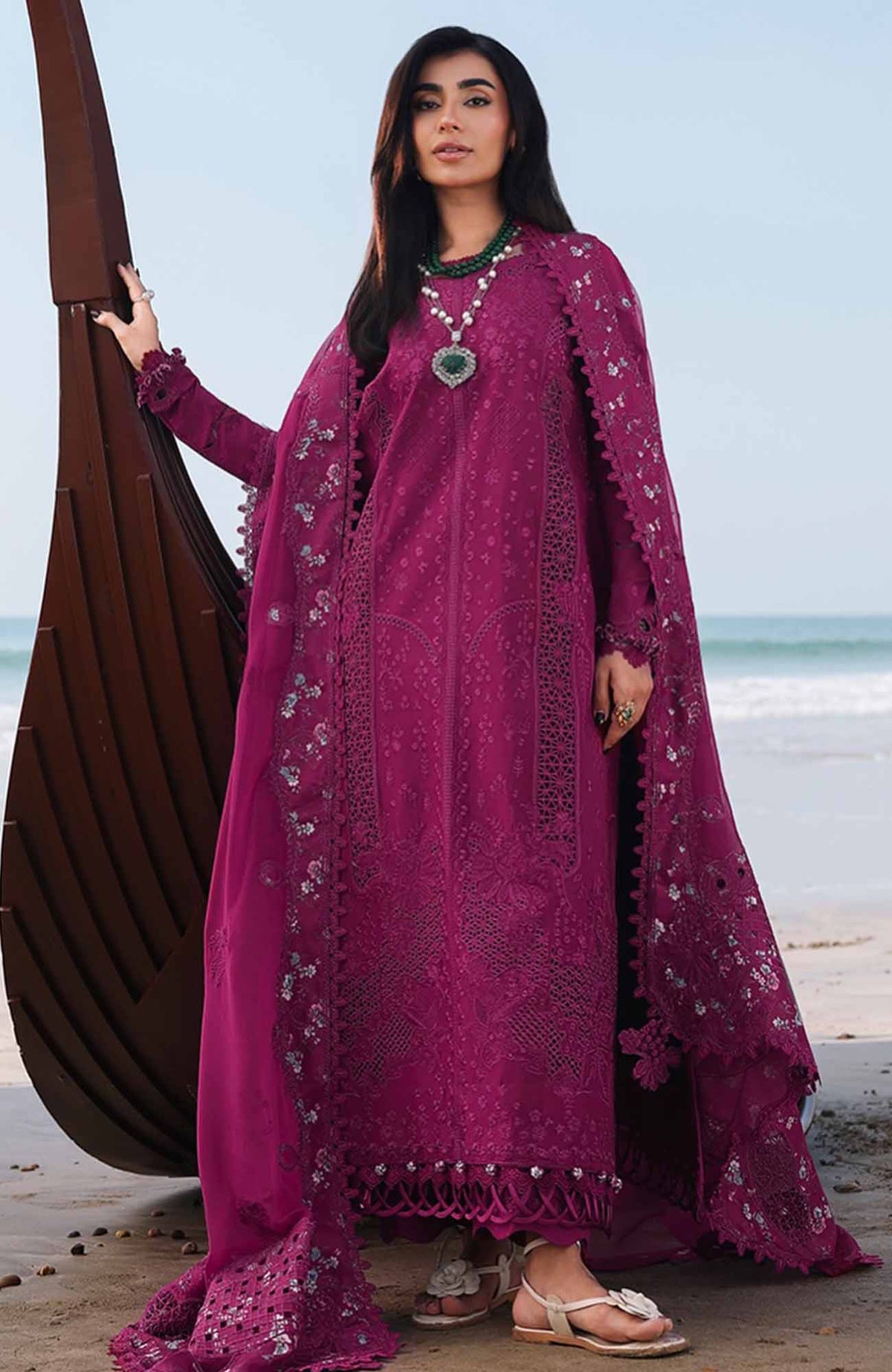 Sahil  By Qalamkar Unstitched Lawn Embroidered 3 Piece Suit - QLMSL01 - Zara - Summer Collection