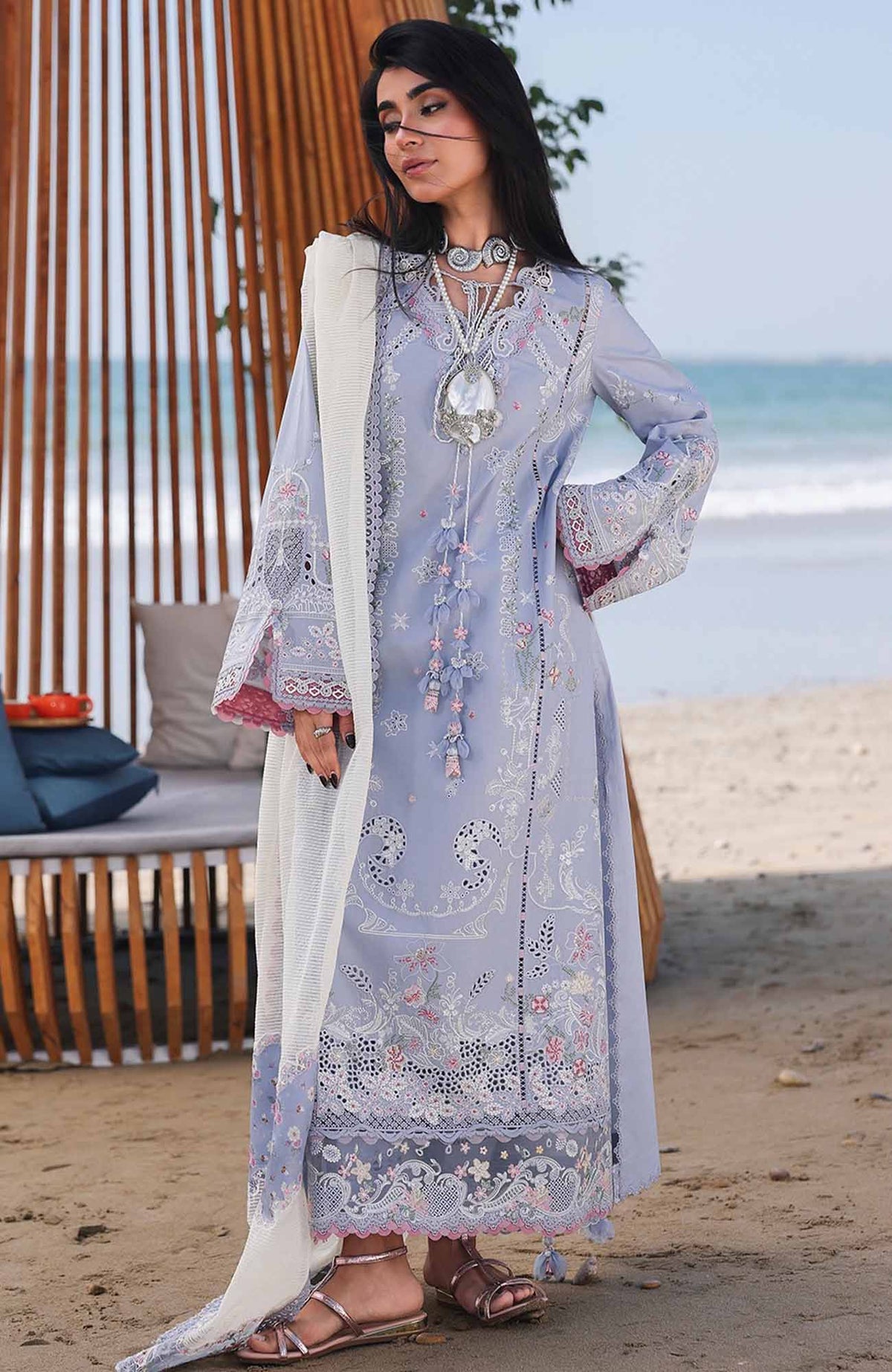 Sahil By Qalamkar Unstitched Lawn Embroidered 3 Piece Suit - QLMSL08 - Zayna - Summer Collection